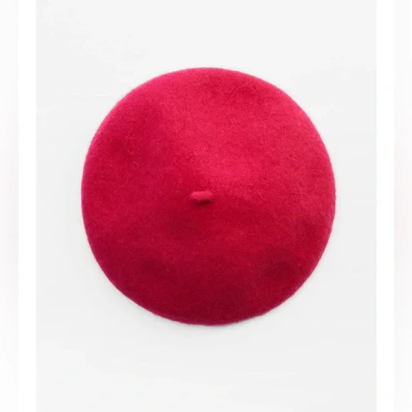 NWT Zara Fuchsia Pink Wool Beret - Picture 9 of 16